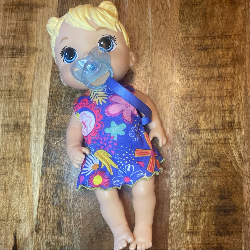 Baby Alive: Baby Lil Sounds 8-inch Doll Blond Hair, Blue Eyes With Dress & Pacif